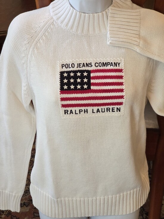 Ralph Lauren Sweaters - Ralph Lauren Cream American Flag Knit Sweater